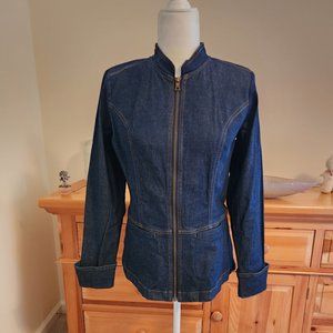 Denim & Co Mandarin Collar Denim Jacket